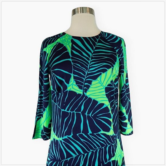 Lilly Pulitzer Under The Palms Carol Shift Mini 3/4 Sleeve Tropical Dress Sz 00 - Picture 4 of 6